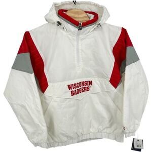 NWT Mens Starter Wisconsin Badgers Breakaway Hoodie 1/4 Zip Puffer Jacket Sz L